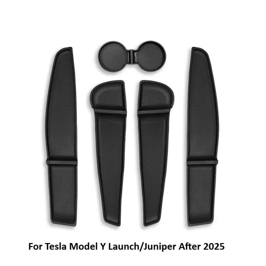 For Tesla Model Y Juniper 2025 Car Door Storage Pad 5PCS TPE Central Control Water Cup Holder Mat Organizer Tray Car Accessories Beauty World Shop