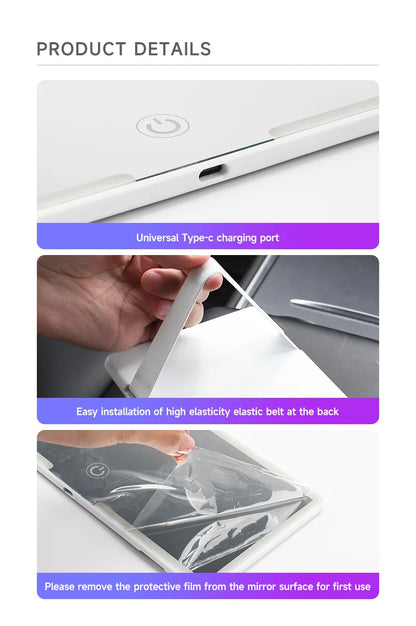 Fccemc Car Sun Visor Makeup Mirror LED Touch Screen Adjustable Brightness Auto Interior Makeup HD Mirror Charging Vanity Mirror Beauty World Shop