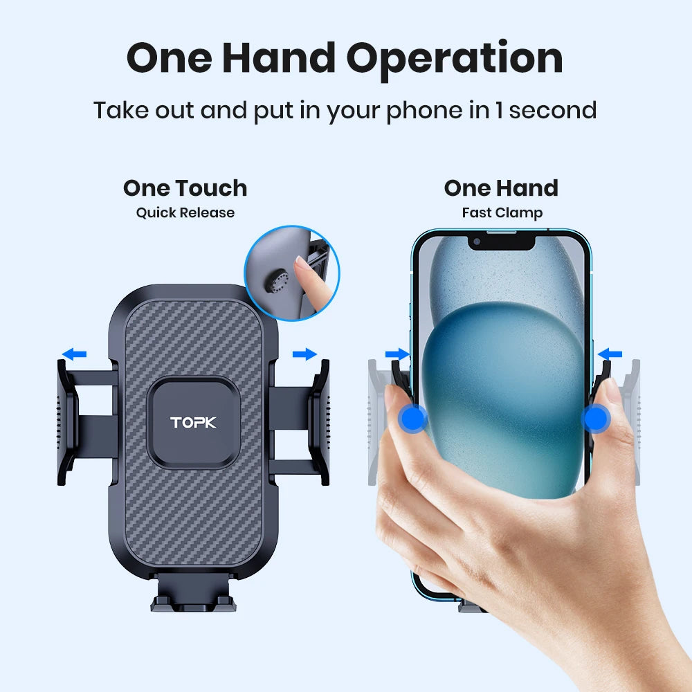 Car Phone Holder Mount,TOPK Upgrade Auto Locking Universal Phone Stand Holder with Hook Clip for Car Air Vent for iPhone Samsun Beauty World Shop