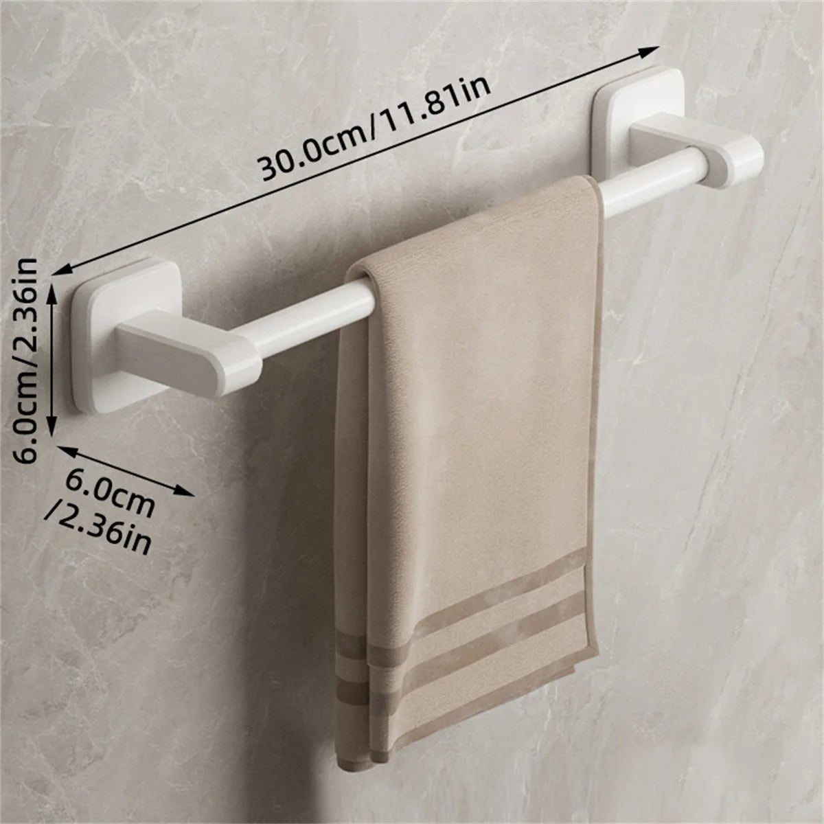 Bathroom Towel Holder White Without Drilling Bathroom Gray Towel Rack Towel Bar Self-Adhesive Bathroom Towel Rack Towel Rail Beauty World Shop