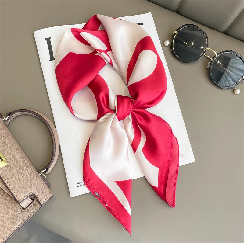 60Colors Luxury Scarf Women 70*70Cm Silk Feel Square Hair Wrapping Foulard Satin Shawl Big Size Head Bandana Hijab Handkerchief Beauty World Shop