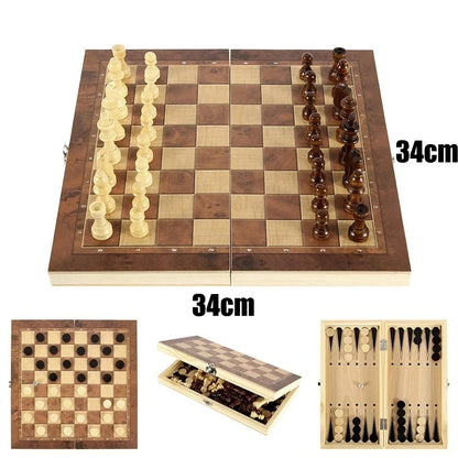 3 In 1 Board Party Table Games Dice Chess Backgammon Board Entertainment Travel Games Checkers Chess Beauty World Shop