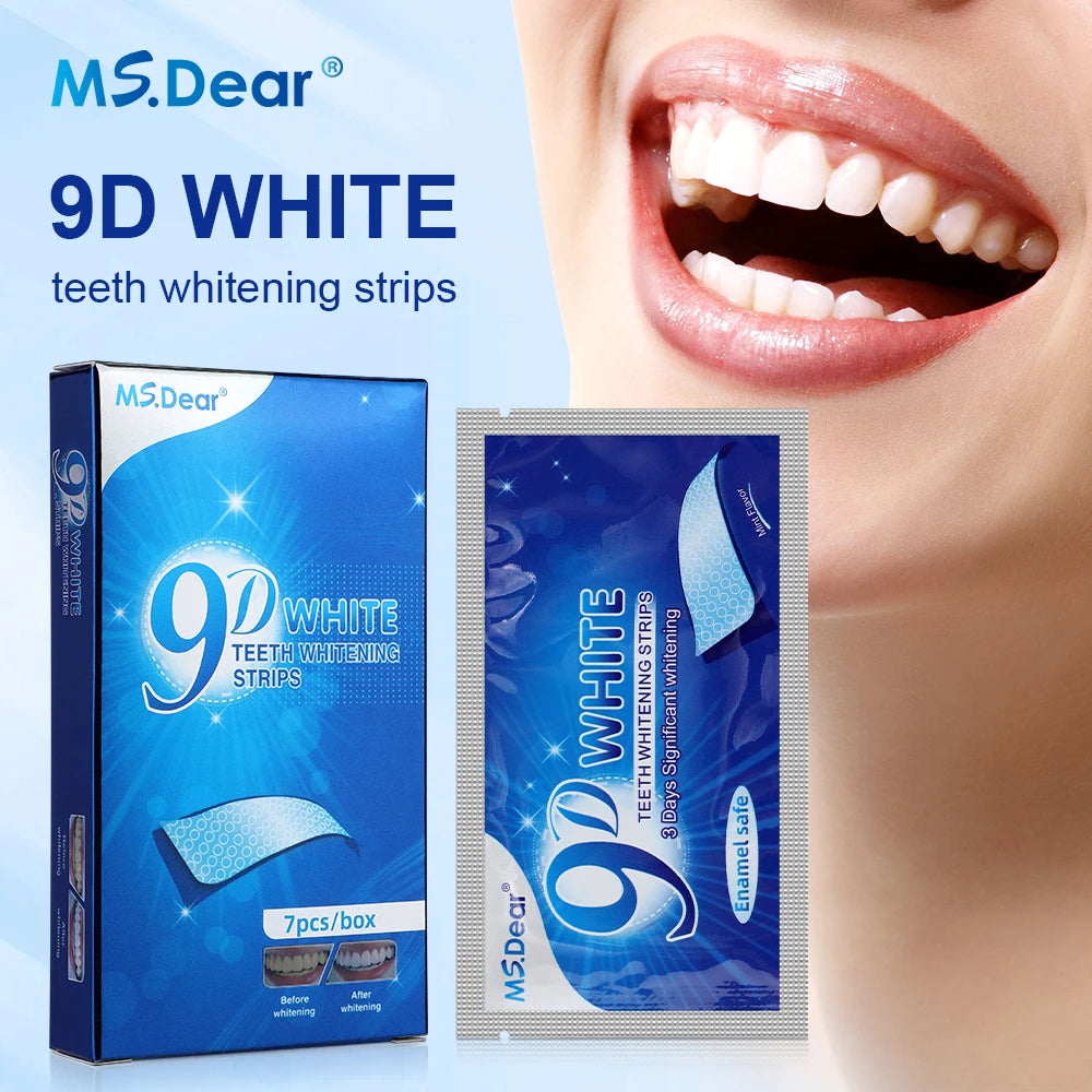 9D Gel White Teeth Cleaning Strips Oral Hygiene Care Double Elastic Teeth Bleaching Strips False Teeth Veneers Tooth Beauty Tool Beauty World Shop