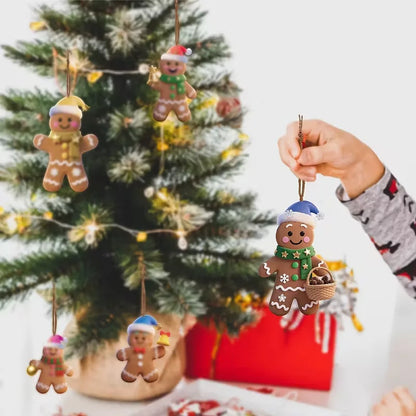 12/24pcs Christmas Gingerbread Man Ornaments Xmas Tree Wooden Hanging Pendants 2026 New Year Party Home Decoration Kids DIY GIft Beauty World Shop