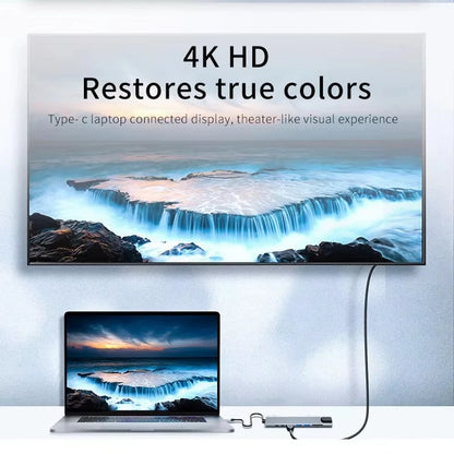 USB 8 In 1 Type C 3.1 to 4K HDTV Hub Adapter With SD TF 100M RJ45 Card Reader Pd Fast Charge For Macbook Notebook Computer Beauty World Shop