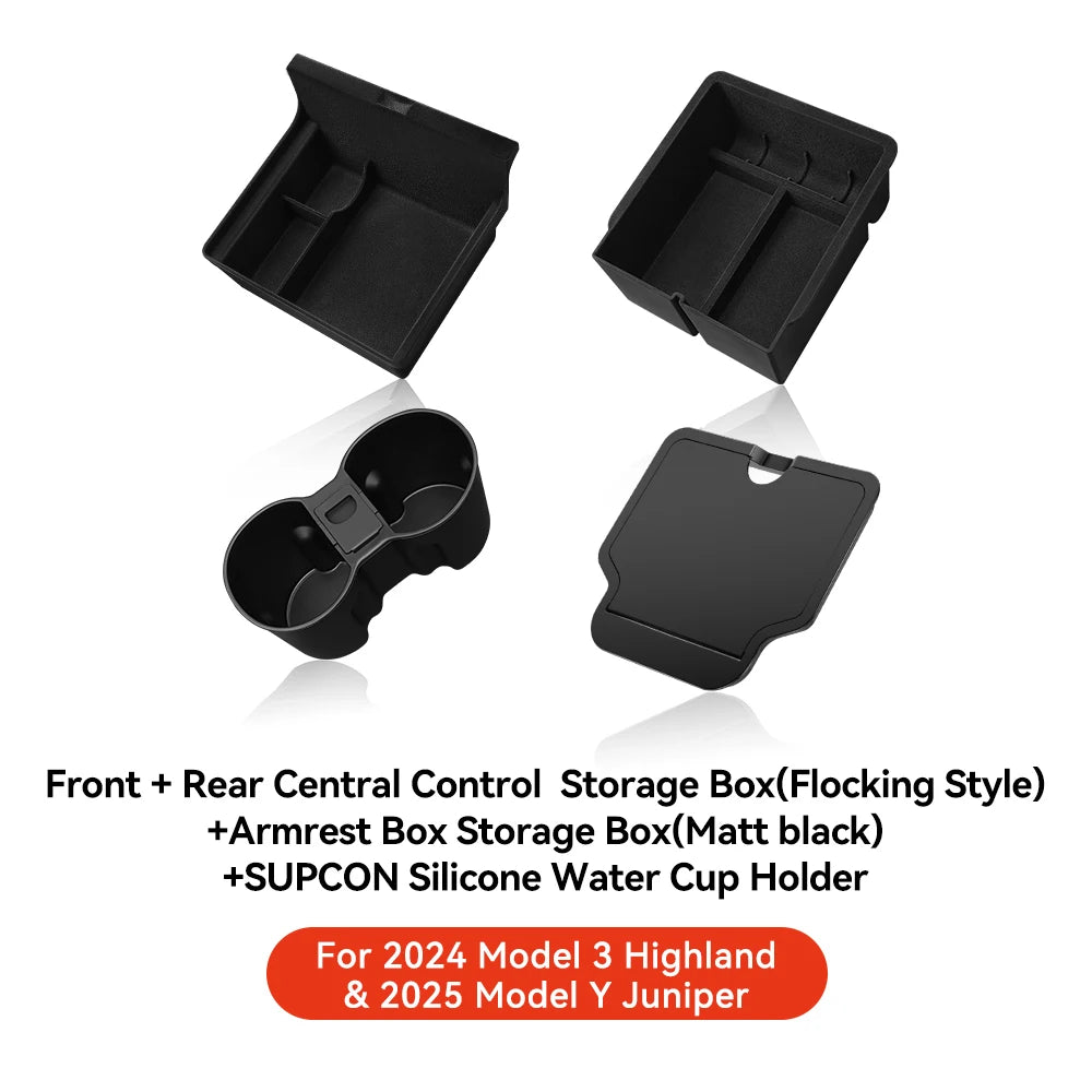 YZ For Tesla Highland Model 3 Y Juniper Center Armrest Hidden Box Holder Console Organizer Car Storage Box  Accessories Beauty World Shop