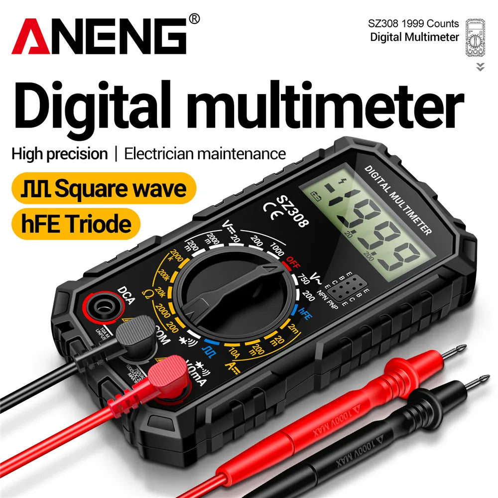 ANENG SZ308 1999 Count Digital Multimeter AC/DC High-Precision Multi-function Voltage Current Resistance Multimeter Tester Tools Beauty World Shop