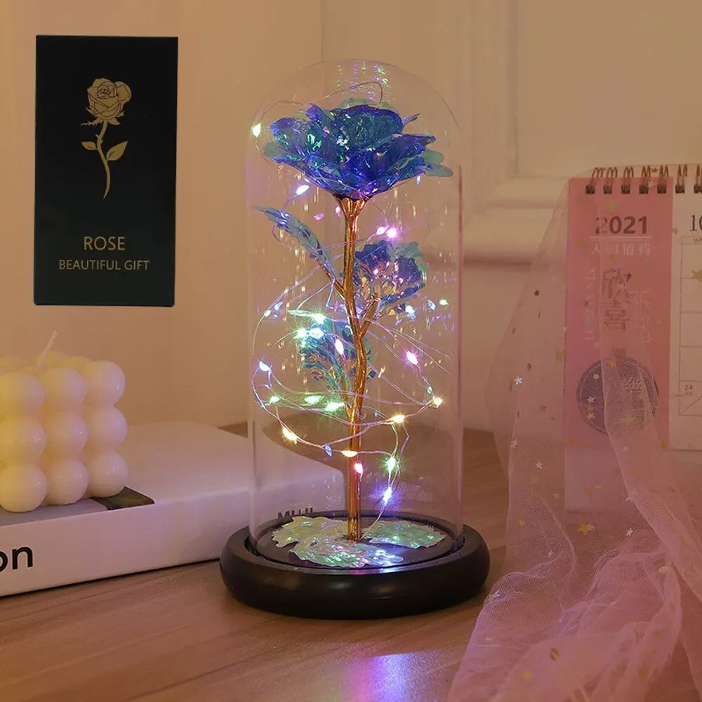 1pc Hot LED Enchanted Galaxy Rose Eternal Beauty Rose With Fairy Lights in Dome for Valentine's Day Wedding Party Mother's Day Beauty World Shop