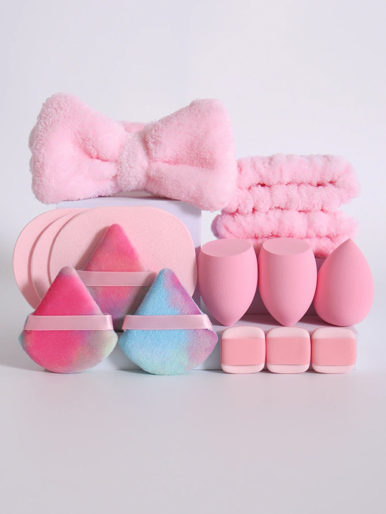 15 件套 Cosmetic Puff Makeup Sponge Blender Beauty Egg Foundation Sponges Puff Wash Face Headband Wristband Make up Accessories Beauty World Shop