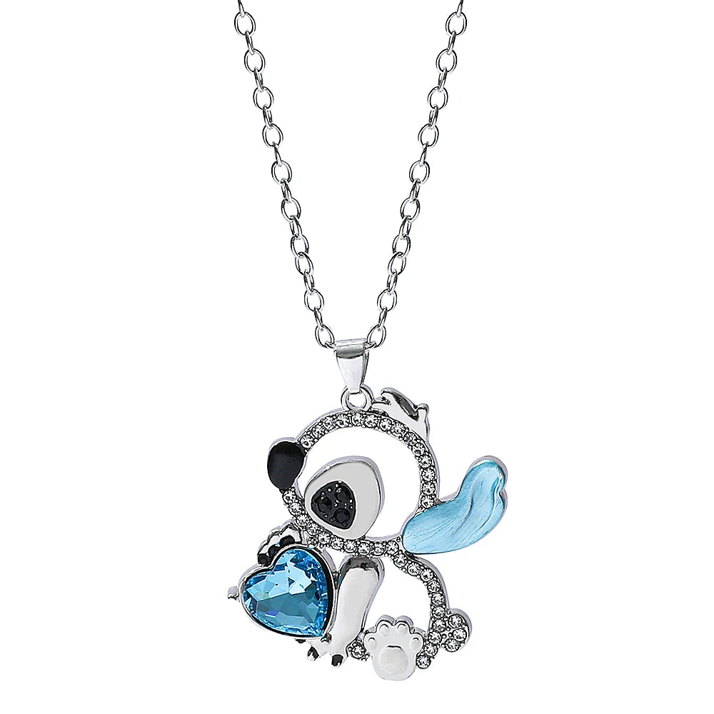Lilo & Stitch Heart Rhinestone Necklace for Girls Anime Charms Pendant Fashion Jewelry Aesthetic Accessory Birthday Gift Beauty World Shop