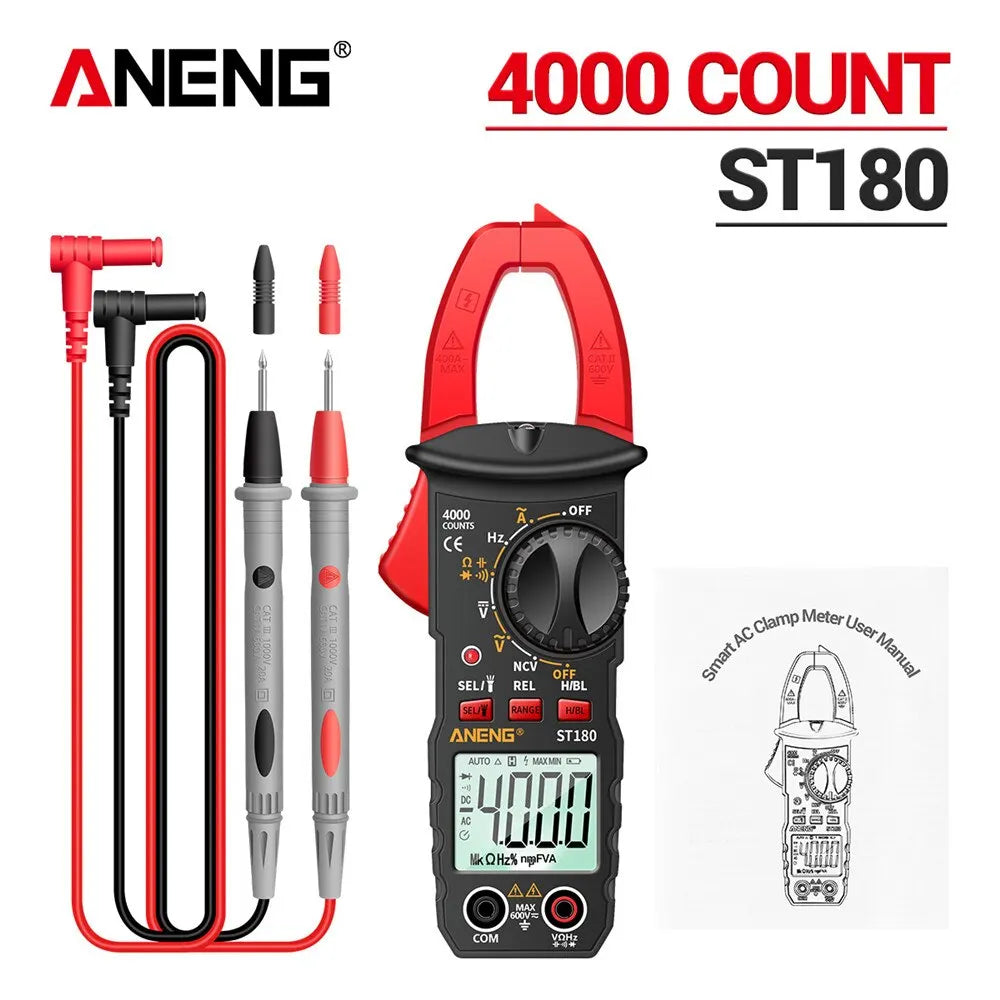 ANENG ST180 AC Current Clamp Meter  Digital 4000 Counts Multimeter Ammeter Voltage Tester Car Amp Hz Capacitance NCV Ohm Tool Beauty World Shop