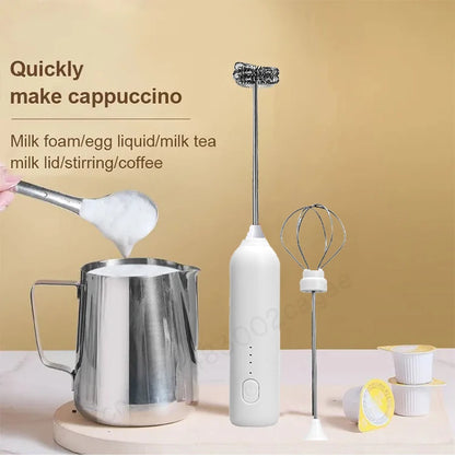 Wireless Milk Frother Electric Type-C Handheld Blender Stainless Steel Mini Coffee Maker Whisk Mixer For Coffee Cappuccino Cream Beauty World Shop
