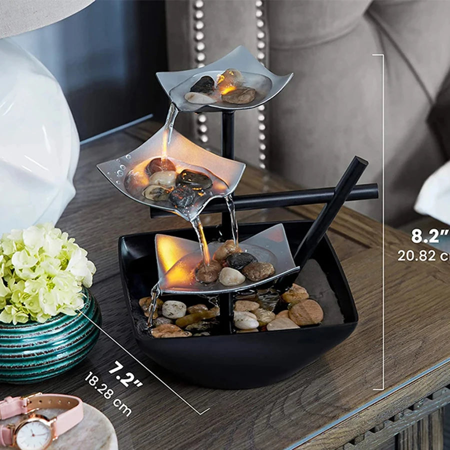 Mini Zen Tabletop Fountain - Relaxing LED Waterfall for Office Desk, Yoga Room & Feng Shui Decor Beauty World Shop