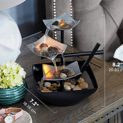 Mini Zen Tabletop Fountain - Relaxing LED Waterfall for Office Desk, Yoga Room & Feng Shui Decor Beauty World Shop