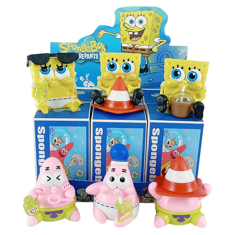 Spongebob Patrick Star Squidward Tentacles Delicious Crab Burger Anime Figure Collection Model Doll Blind Box Toys Children Gift Beauty World Shop