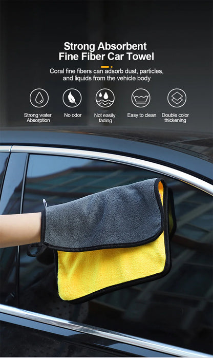Car Wash Microfiber Towel 30x30/60CM Car Cleaning Drying Cloth Hemming Car Care Cloth Detailing Car Wash Towel Beauty World Shop