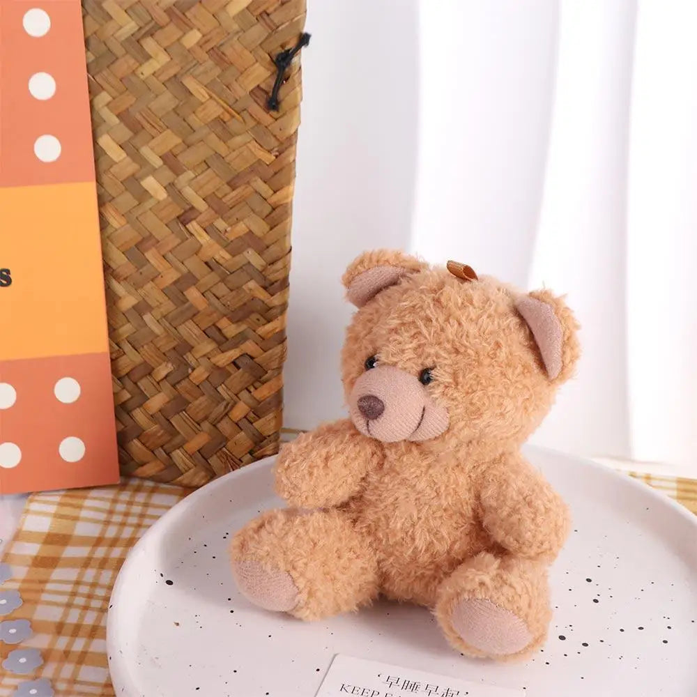 Stuffed Animals Plush Little Bear keychain Plush Doll Animal Bear Curly Plush Sitting Doll Couple Toy Soft Bear Bag Pendant Beauty World Shop