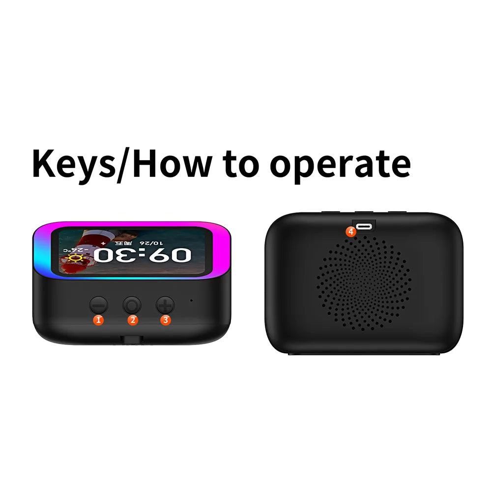 TF26 Pro Smart Speaker with RGB Lights Bluetooth Music Stories Player Home Voice Assistant Alarm Clock For Bedroom Living Room