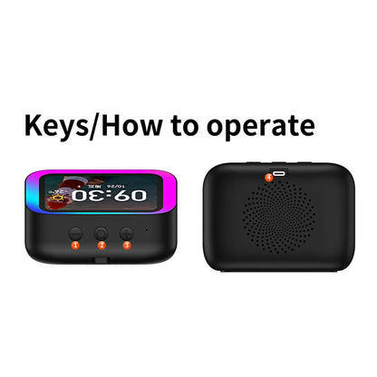 TF26 Pro Smart Speaker with RGB Lights Bluetooth Music Stories Player Home Voice Assistant Alarm Clock For Bedroom Living Room