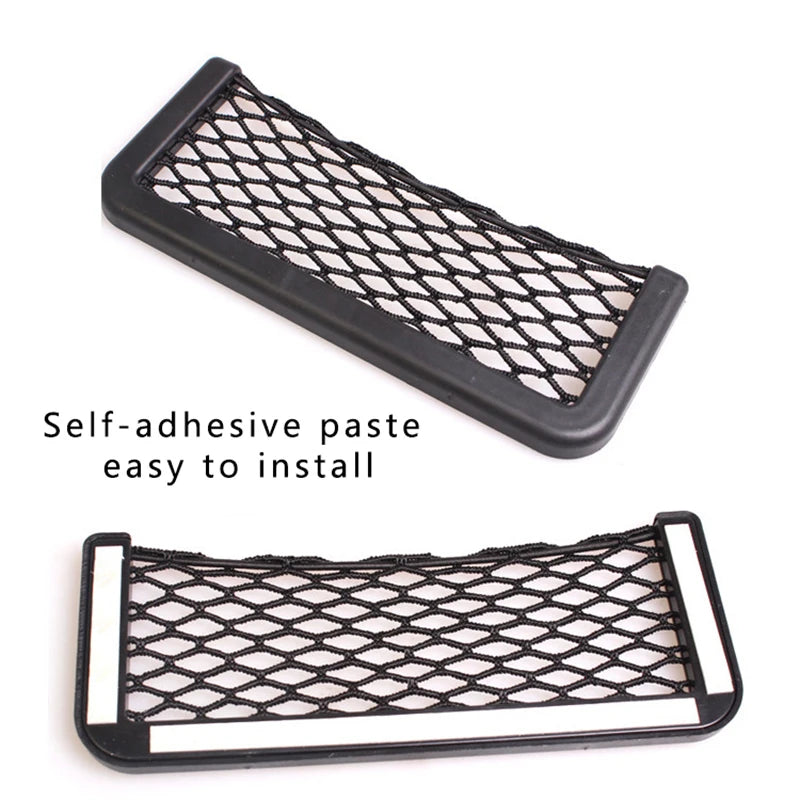 Adhesive Car Storage Bag Nets Auto Seat Organizer Door Side Net Pocket Phone Holder 15-20cm Resilient Car Styling Storage Nets Beauty World Shop