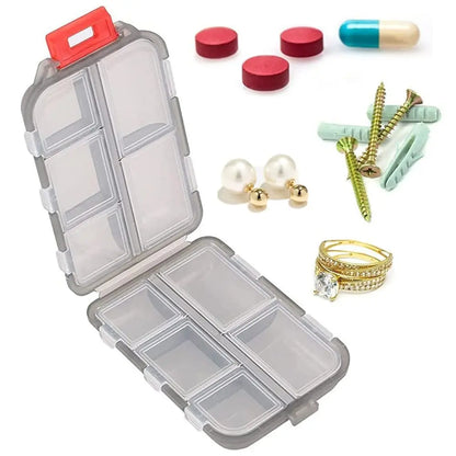 10 Grids Pill Case, Portable Small Weekly Travel Pill Organizer, Portable Pocket Pill Box Pill Container Beauty World Shop