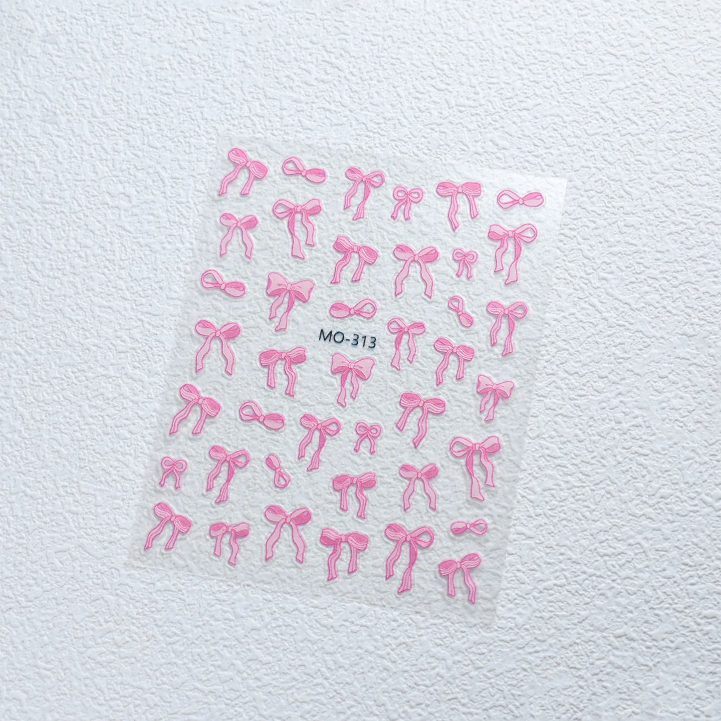 Bowknot Nail Stickers 3D Relief White Ribbon Cute Sweet Pink Self-Adhesive Nail Art Decoration Decals For Nail Tips Manicures Beauty World Shop