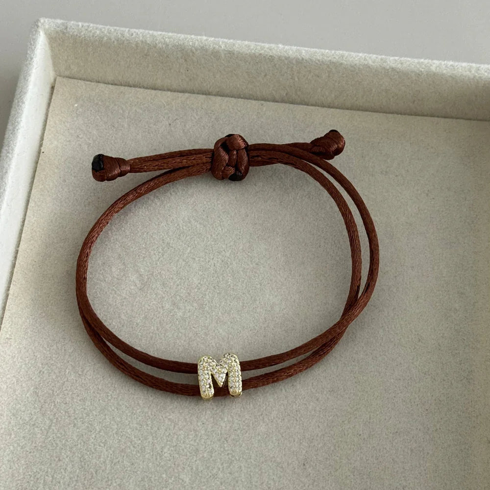 Vlen Initial Letter Cord Bracelet Micro Pave Zircon Alphabet Letter Personalized Friendship Rope Bracelets Women Jewelry Gift Beauty World Shop