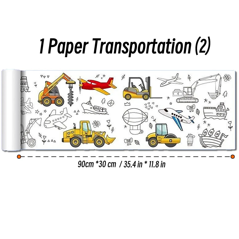 90cm Animal Canvas Children's Drawing Roll DIY Coloring Paper Roll Color Filling Graffiti Paper-cut Painting Educational School Beauty World Shop
