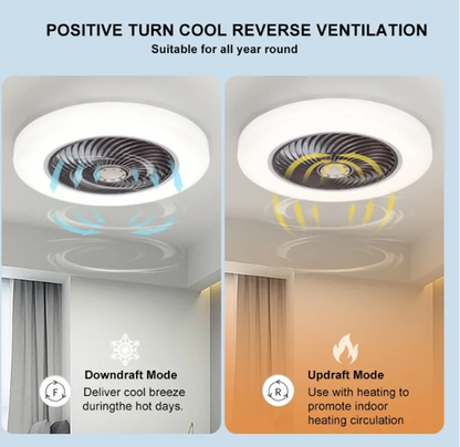 Smart Ceiling Fan Fans With Lights Remote Control Bedroom Decor Ventilator Lamp 52cm Air Invisible Blades Silent Beauty World Shop