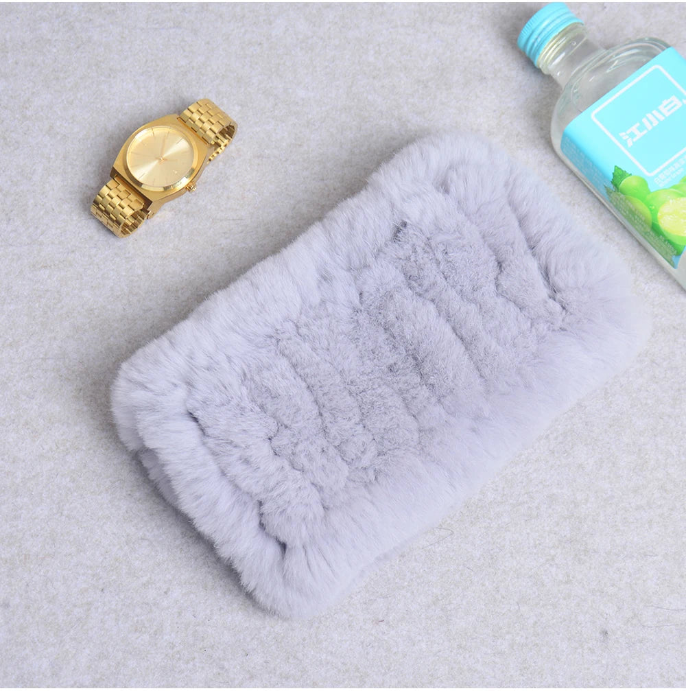 Women Handmade Stretch 100% Real Rabbit Fur Scarf Knit Genuine Rex Rabbit Fur Headbands Girls Natural Rabbit Fur Ring Scarves Beauty World Shop