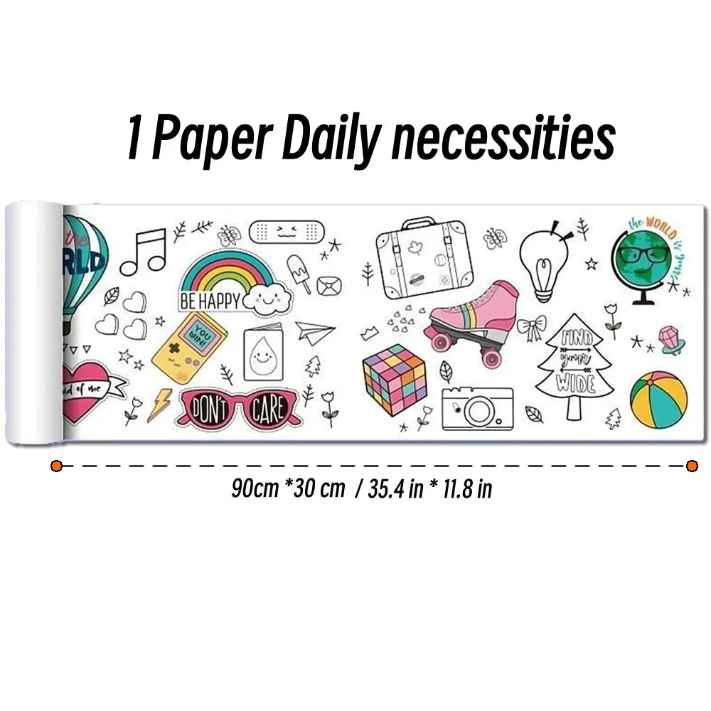 90cm Animal Canvas Children's Drawing Roll DIY Coloring Paper Roll Color Filling Graffiti Paper-cut Painting Educational School Beauty World Shop