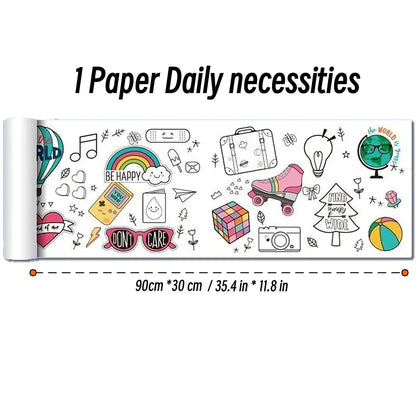90cm Animal Canvas Children's Drawing Roll DIY Coloring Paper Roll Color Filling Graffiti Paper-cut Painting Educational School Beauty World Shop