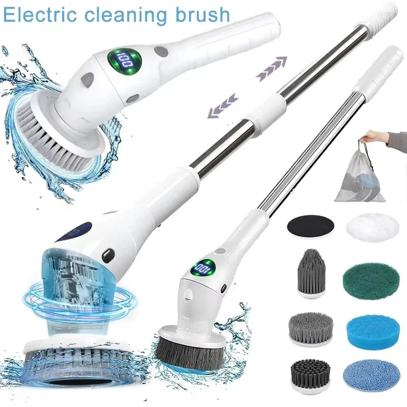 8-in-1 Multifunctional Electric Cleaning Brush Bathroom Kitchen Brush Cleaning With LED NightLight Rotatable Household Brush Beauty World Shop