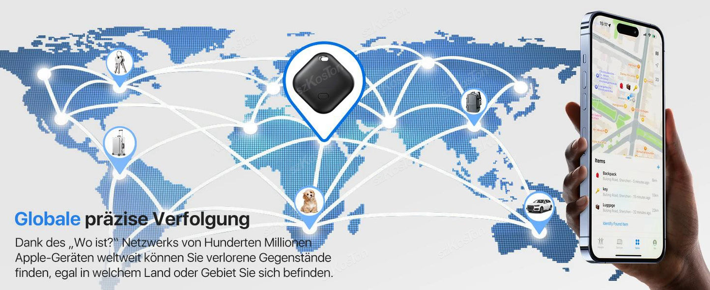 Mini GPS Tracker Compatible with iOS Find My APP Dog Cat Locator Child Finder Pet & Car Lost Tracker Smart iTag with Keychain