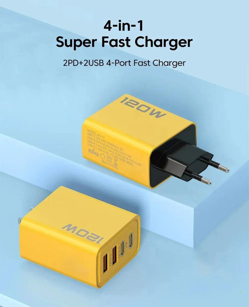 4 Ports USB C PD Charger Quick Charge 3.0 Type C USB Phone Chargers Fast Charging Adapter For iPhone 16 15 Samsung Xiaomi Huawei Beauty World Shop
