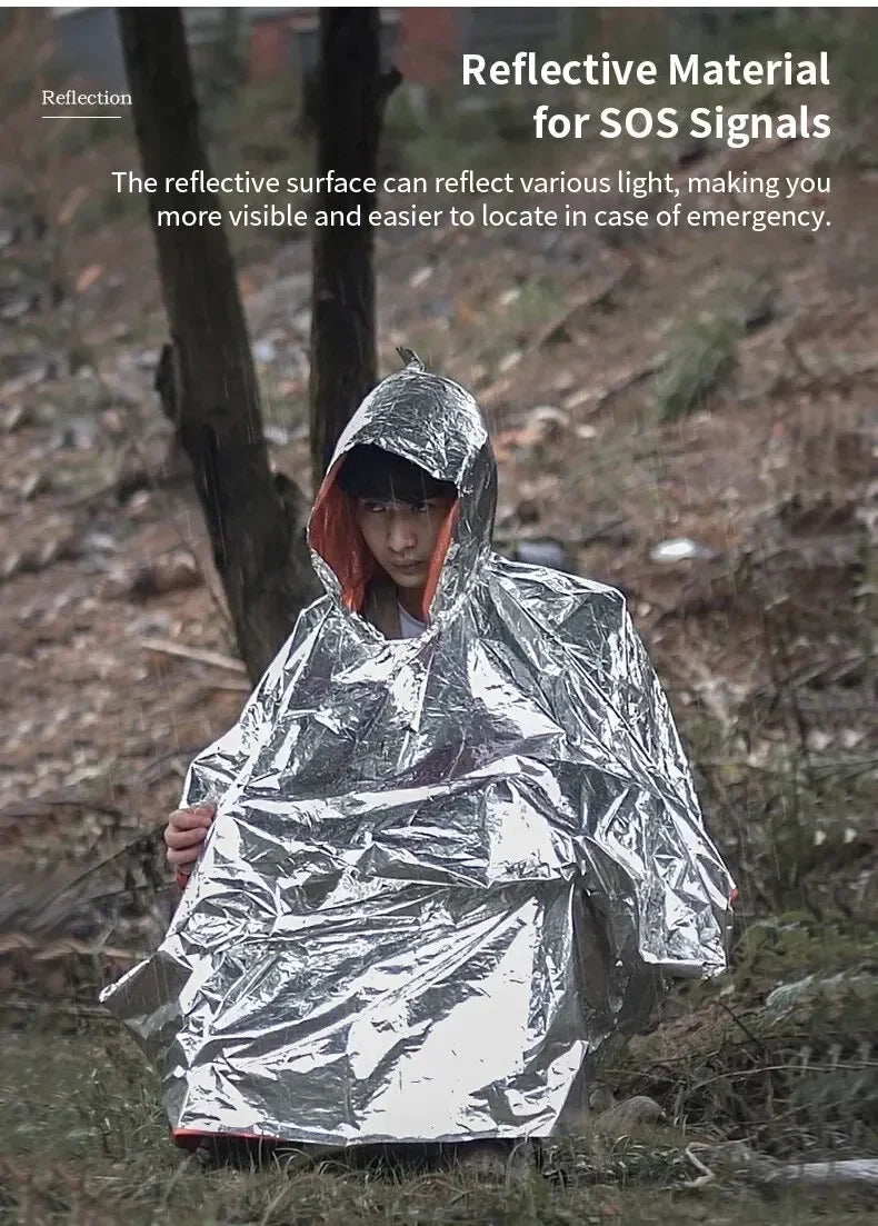 Emergency Raincoat Poncho Waterproof Rainwear Blanket Survival Camping Equipment Cold Insulation Rainwear Camping Equipment Beauty World Shop