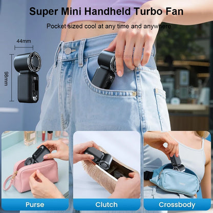 Mini Portable Handheld Fan Personal Pocket-Sized Digital Display Hand Fan USB Rechargeable Outdoor Small Pocket Hand Fan Beauty World Shop