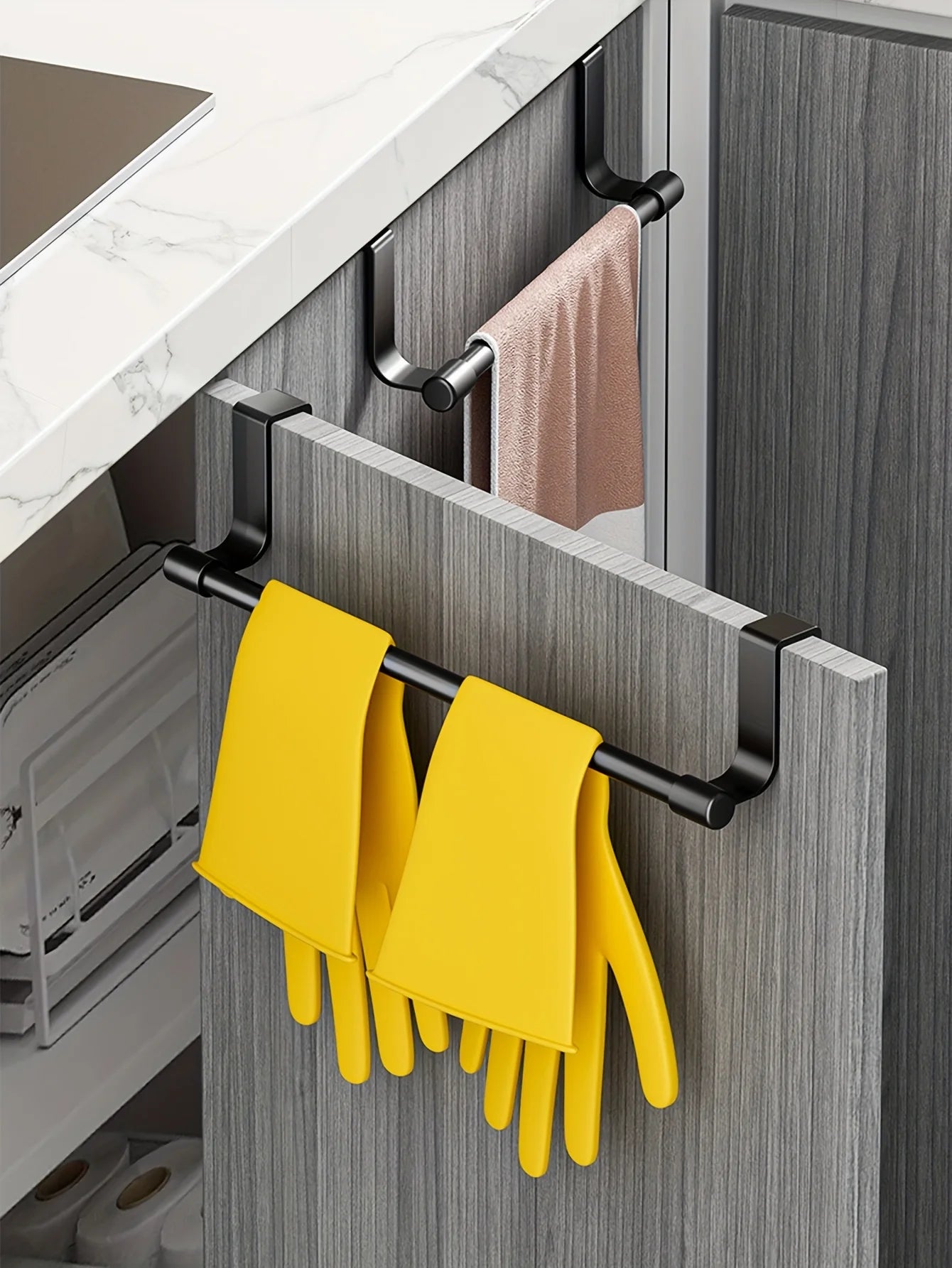 Wall Mounted Kitchen Cabinet Towel Rack - A Space Saving Cloth Rack Suitable for Homes and Bathrooms,No Drilling Required Beauty World Shop