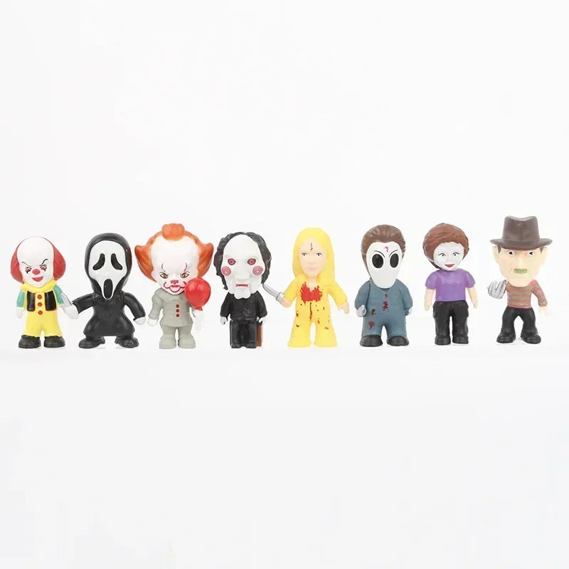 24Pcs/Set Horror Movie Characters V for Vendetta Chucky Freddy Jason Scary Saw PVC Action Figures Toys Beauty World Shop