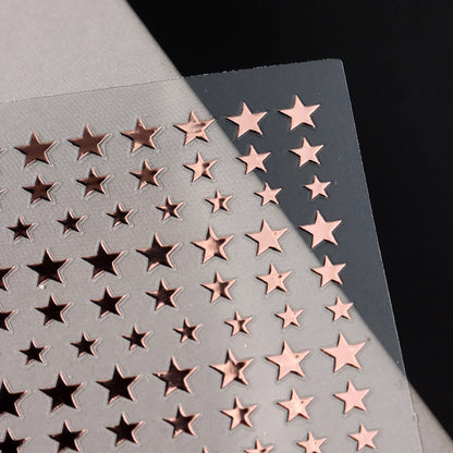 3D Black Pink Stars Stickers for Nails Golden Silvery Stars Adhesive Nail Decals Autumn Winter Festival DIY Nail Art Accessories Beauty World Shop
