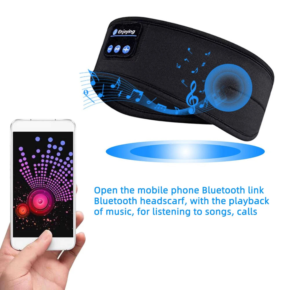 HOMEFISH BT Earphones Sports Sleeping Headband Elastic Wireless Headphones Music Eye Mask Wireless Bluetooth Headset Headband Beauty World Shop