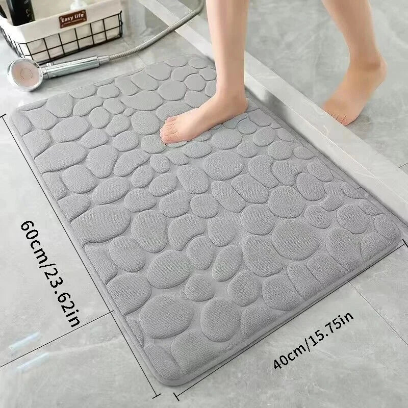 Pebble Embossed Memory Foam Bath Blanket Absorbent Non-Slip Indoor Floor Mat for Bathroom Door Beauty World Shop