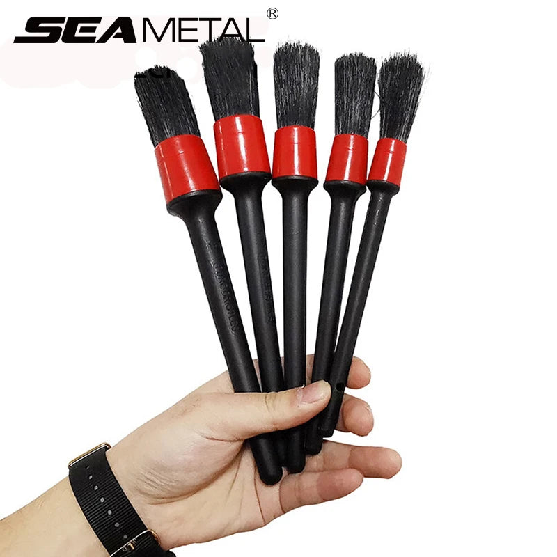 SEAMETAL 5pcs Car Detailing Brush Set Car Dashboard Air Conditioner Air Outlet Wheel Brushes for Car Interior Cleaning Tools Beauty World Shop