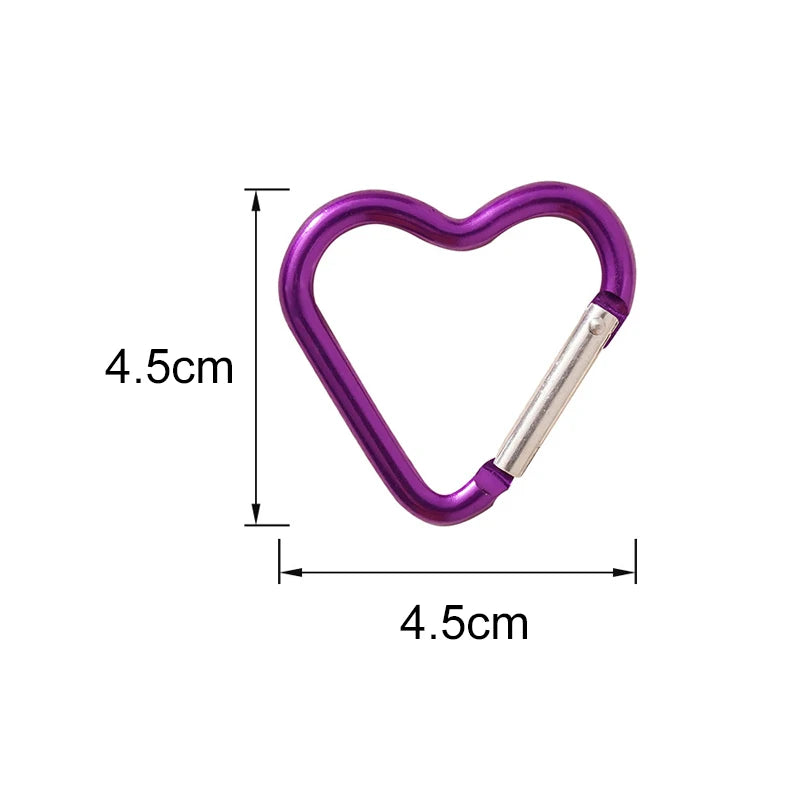 1 Pcs Heart-shaped Aluminum Carabiner Key Chain Clip Outdoor Keyring Hook Water Bottle Hanging Buckle Travel Kit Accessories Beauty World Shop