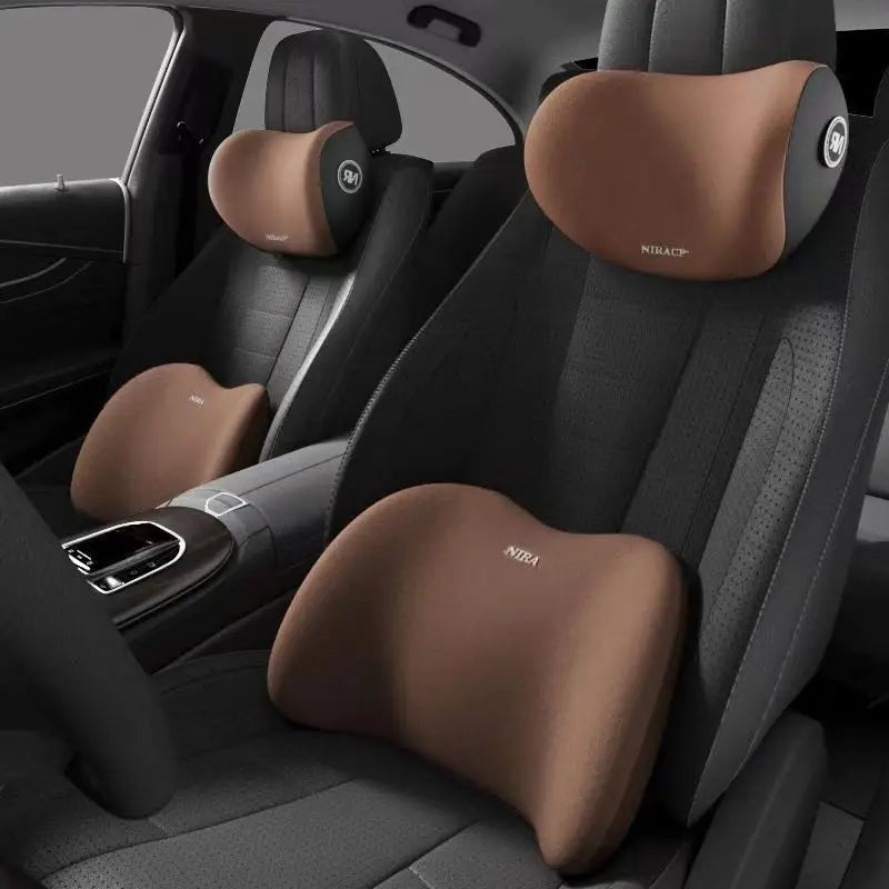 Ergonomic memory foam car seat cushion - suitable for all seasons comfort car headrest - lumbar cushion or headrest or set Beauty World Shop