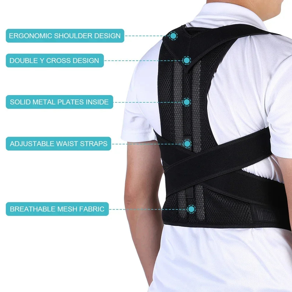 Reinforced Belt Lumbar Column Posture Corrector Vest  Adjustable Back Support Strap Shoulder Spine Brace Neck Stretcher Trainer Beauty World Shop