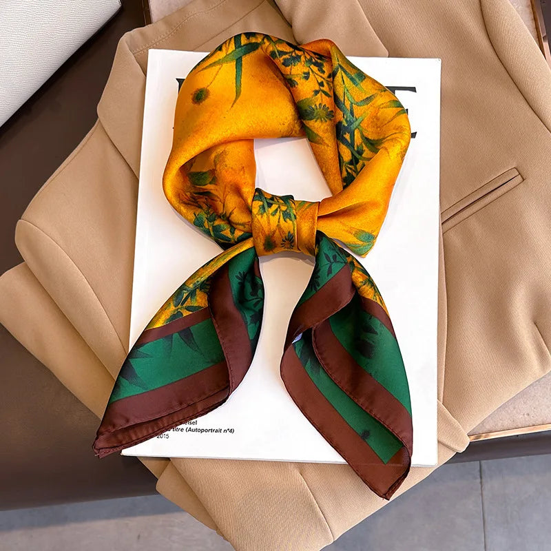 2025 New Fashion Luxury Printed Square Shawl Women 70x70cm Pashmina Silk Scarf Neck Headband Bandana Beauty World Shop