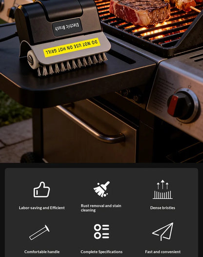 Electric Grill Brush Outdoor BBQ Handheld Grease Rack Tool Brush Stainless Steel Cleaner for Rust and Dirt Removal Beauty World Shop