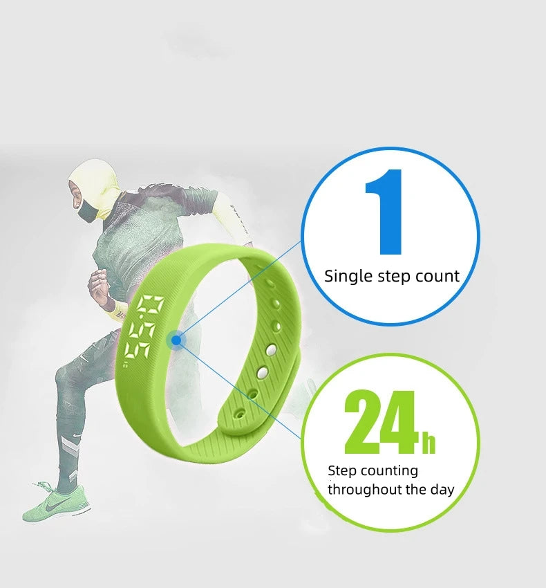 Smart Bracelet LED Digital Waterproof Smart Clock Smartband With running pedometer Monitor Smart Band Vibration Alarm Reminder Beauty World Shop