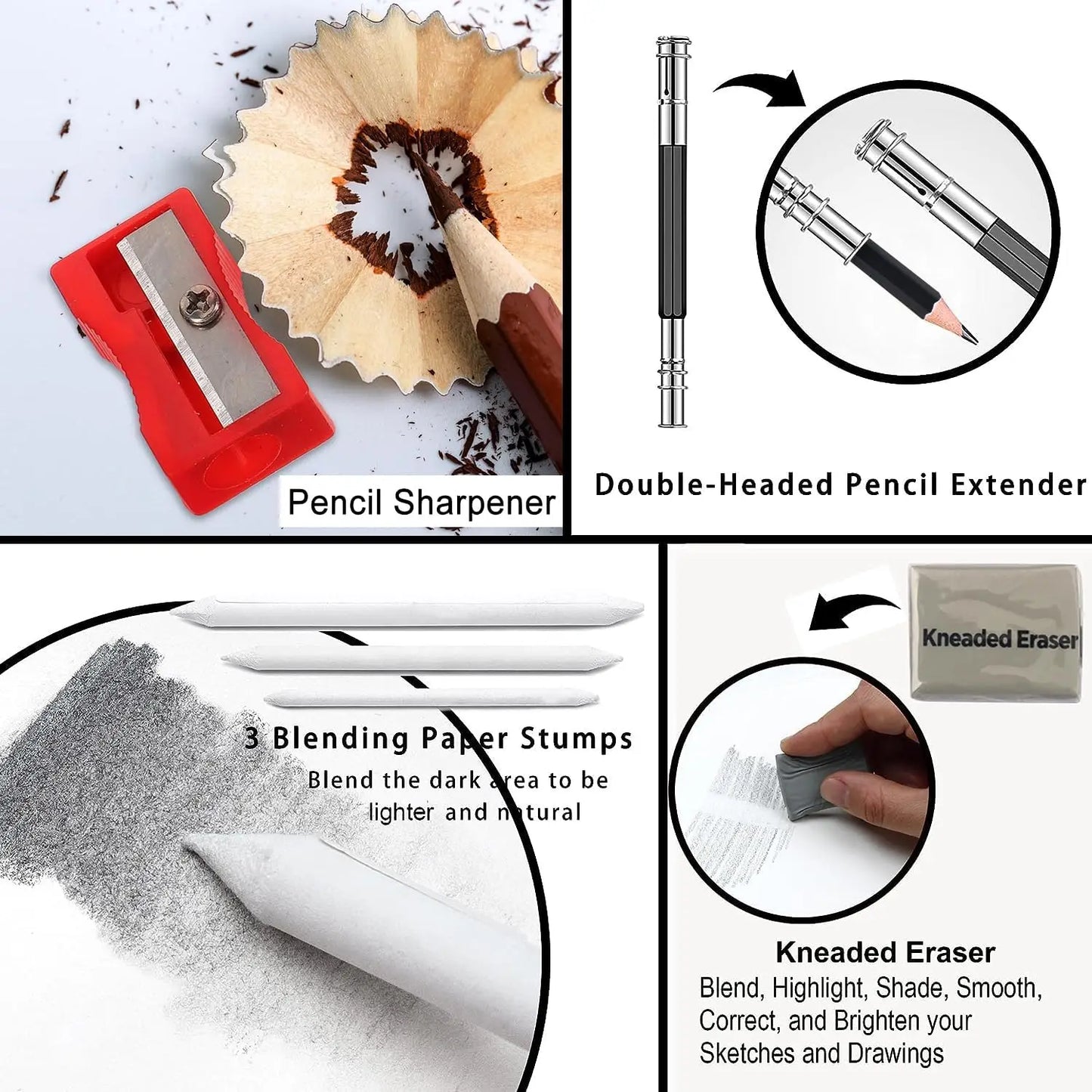 29Pcs Drawing Kit Sketching Pencils Set,Portable Pen Curtain-Charcoal Pencils, Sketch Pencils, Charcoal Stick,Sharpener,Eraser Beauty World Shop
